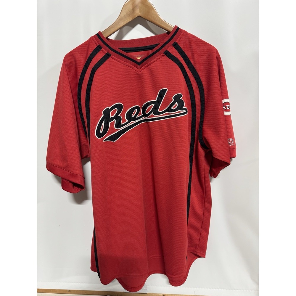 Cincinnati Reds Shirt Mens L/XL Red Black MLB Baseball True Fan Jersey Style Top
